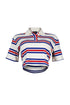 Sally Striped Collared Button Up Crop Top